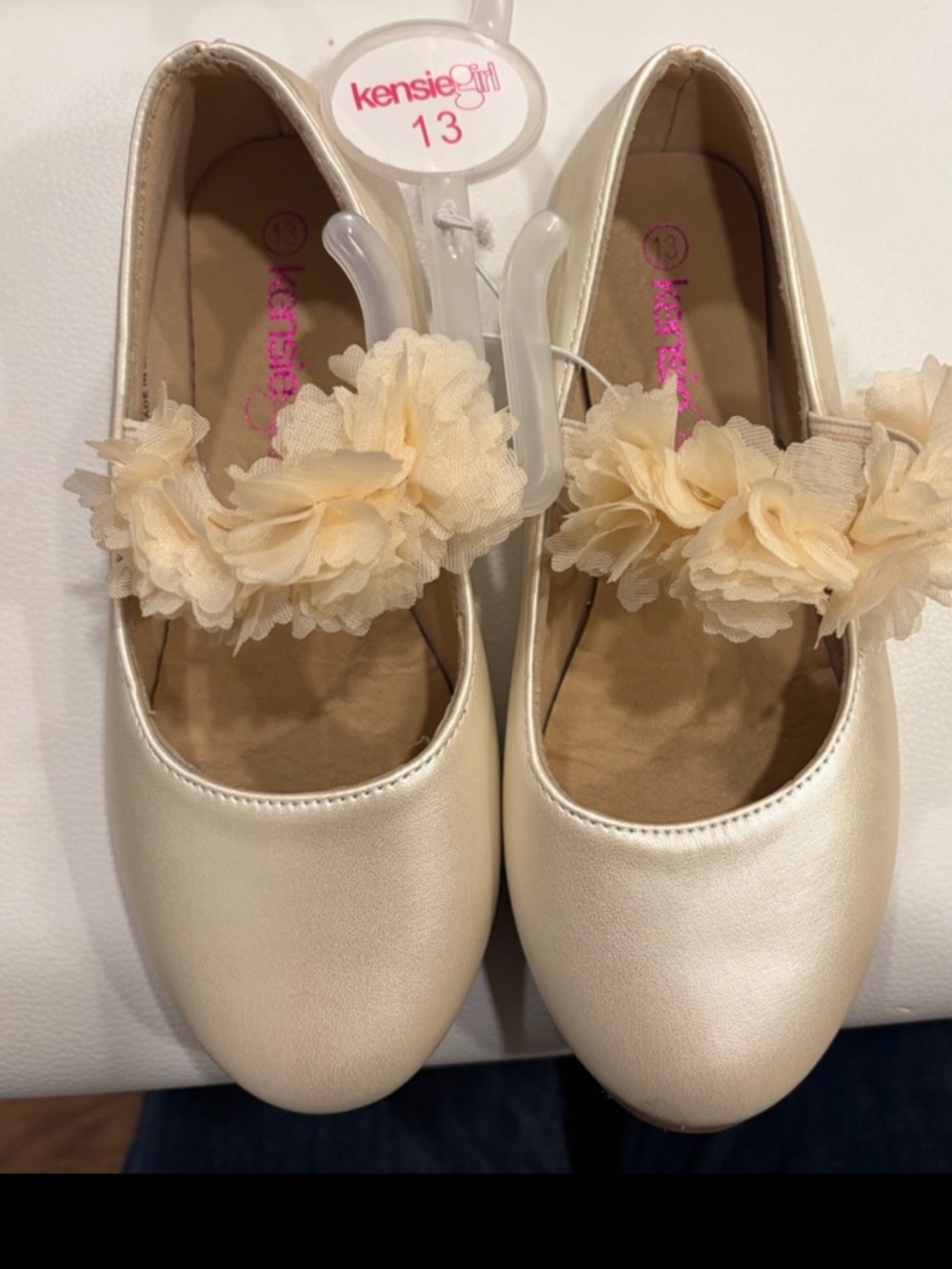 Kensie Girl Cream Floral Strap Dress Flats for Kids